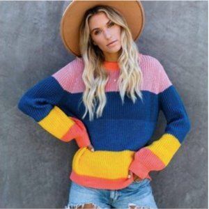 Promesa Colorblock Knit Pullover Sweater sz S
